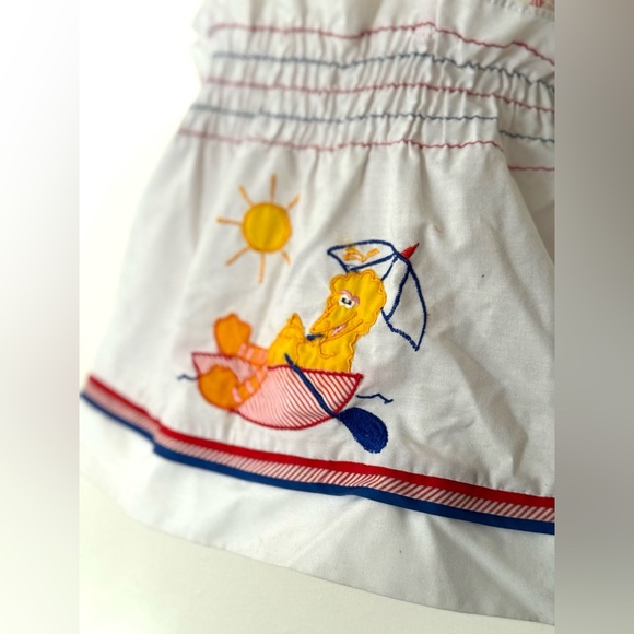Vintage 80’s Sesame Street Baby Girl’s White Dress with Embroidered Big Bird - Picture 3 of 7